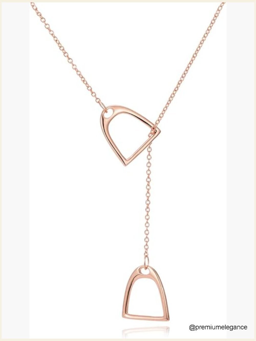 Sterling Silver Double Horse Stirrup Lariat Necklace for Women